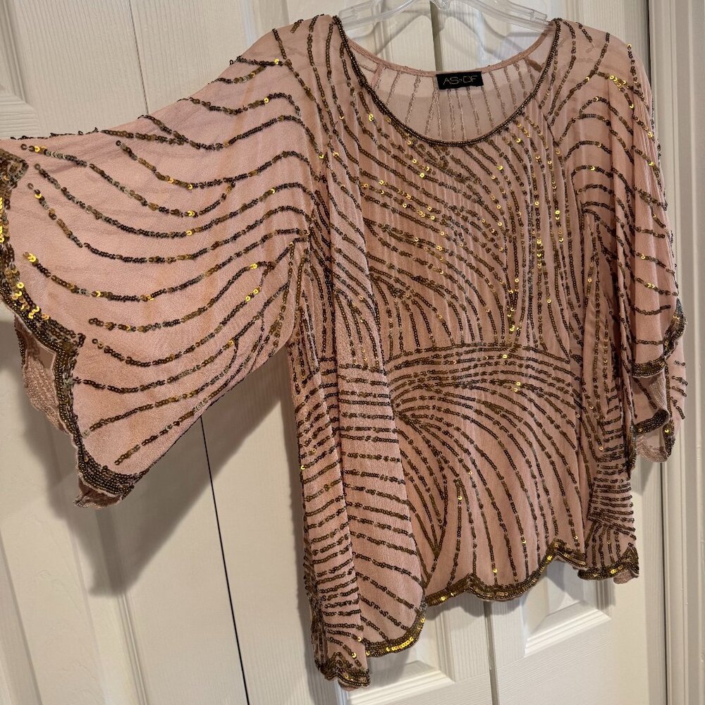 Diane von Furstenberg AS by DF beaded scallop hem blouse